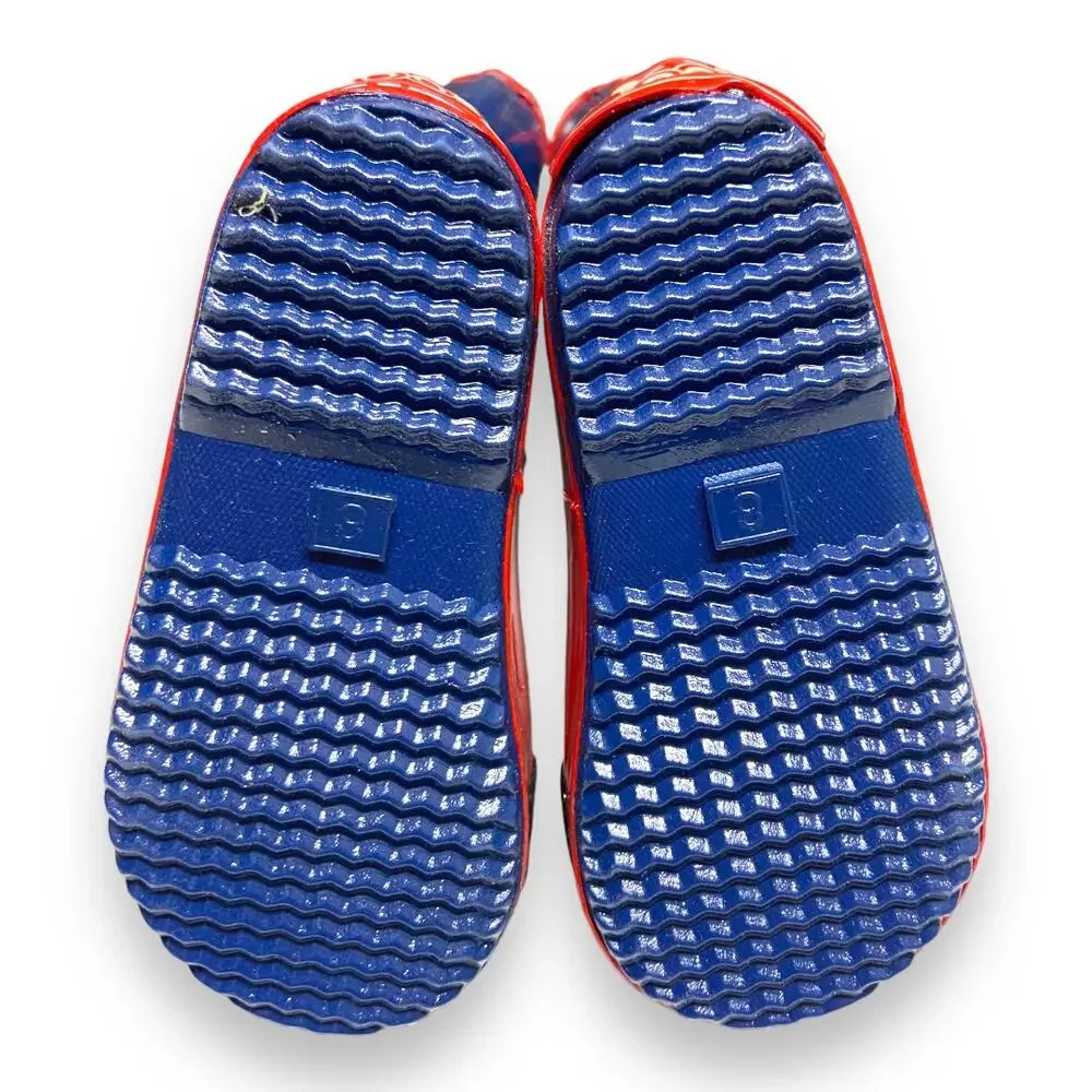 Wootie Boys Rain Boots Size 8 Blue Red White Crocodile Rubber‎ Puddle Stompers